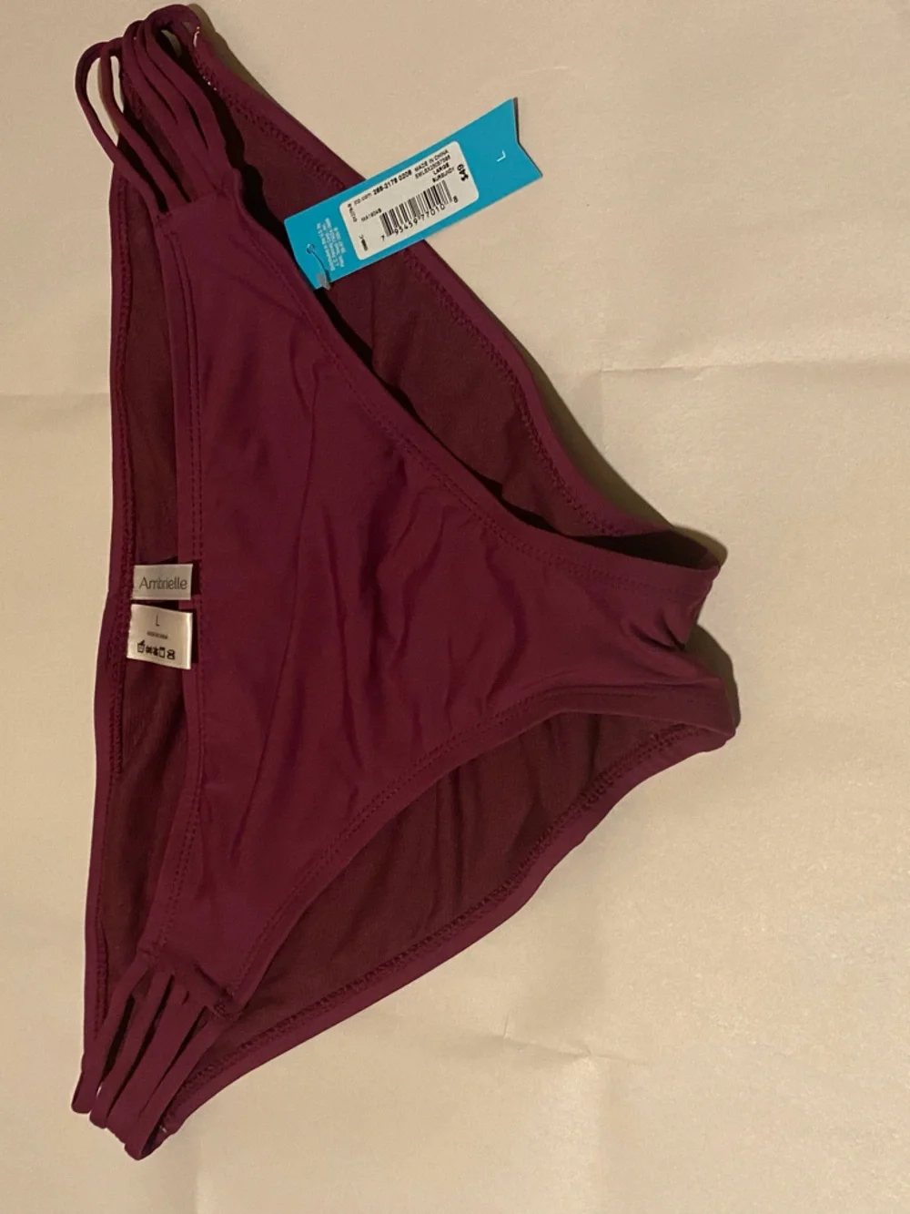 Ambrielle Deep Plum Swim Bikini Bottoms Size L
